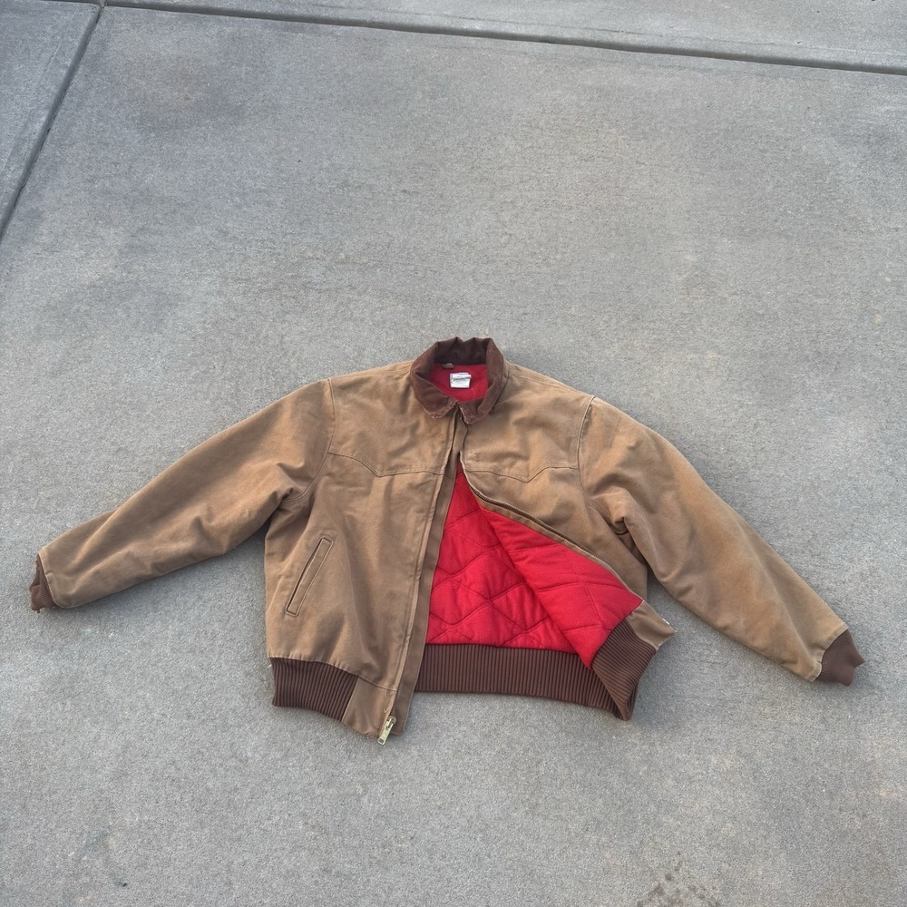 Vintage Carhartt Jacket Men's 2XL Santa Fe Red Lined Canvas Brown USA J13 BRN